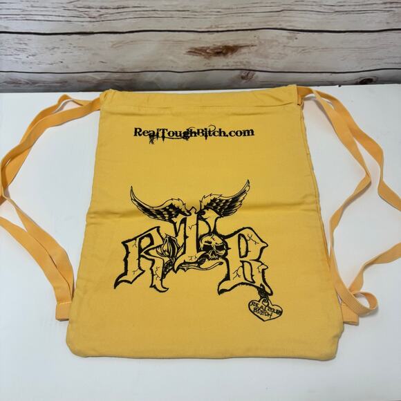 Authentic Pigment YELLOW Canvas RTB Real Tough B itch Cinch Sack Biker Backpack - Picture 1 of 4